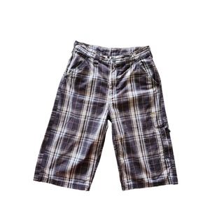 Timberland Boys Brown Plaid Cargo Shorts Size 14